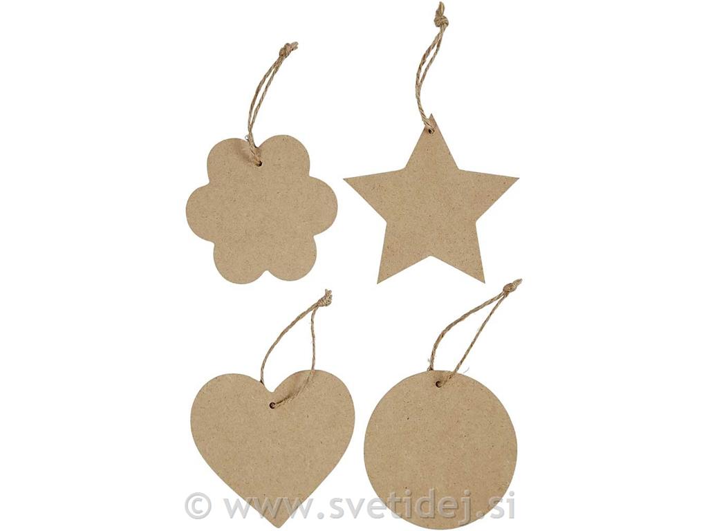 Leseni obeski 10 cm, set 8