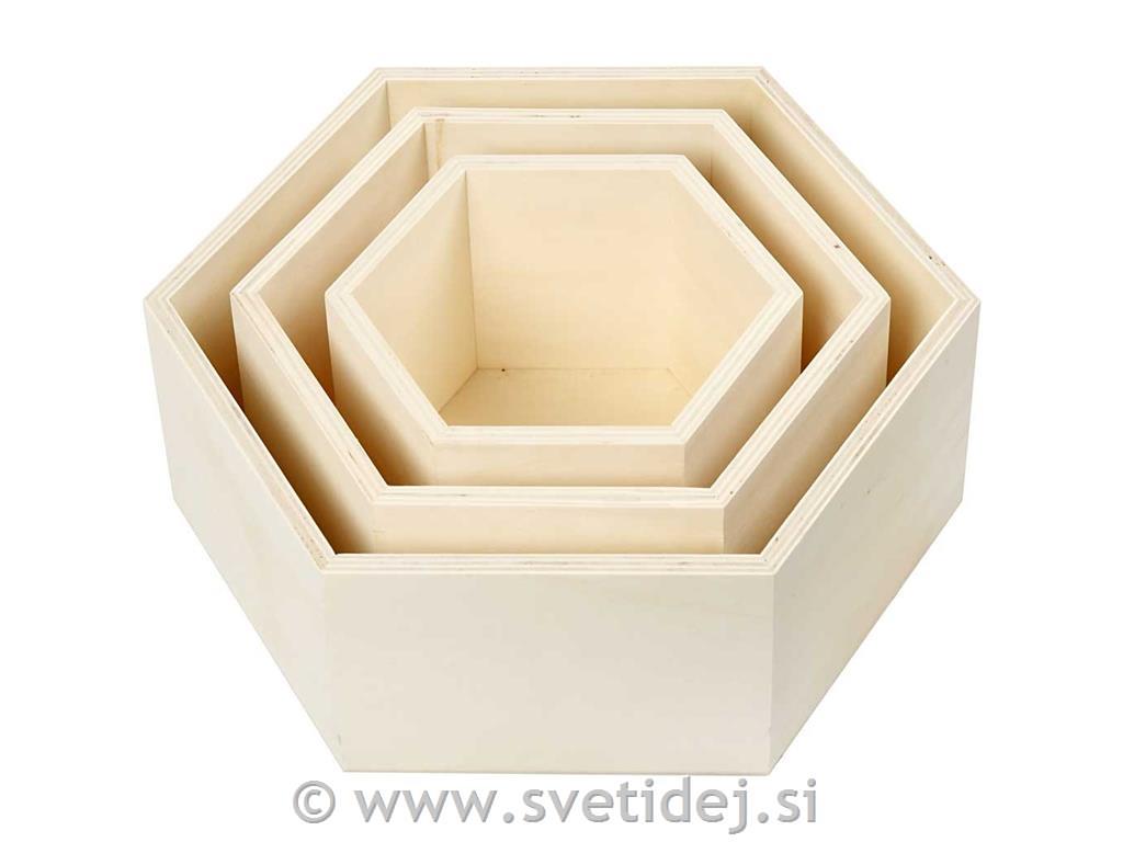 Lesene škatlice 14,8+19+24,2 cm, set 3