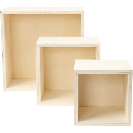 Leseni zabojčki 11+14+20 cm, set 3