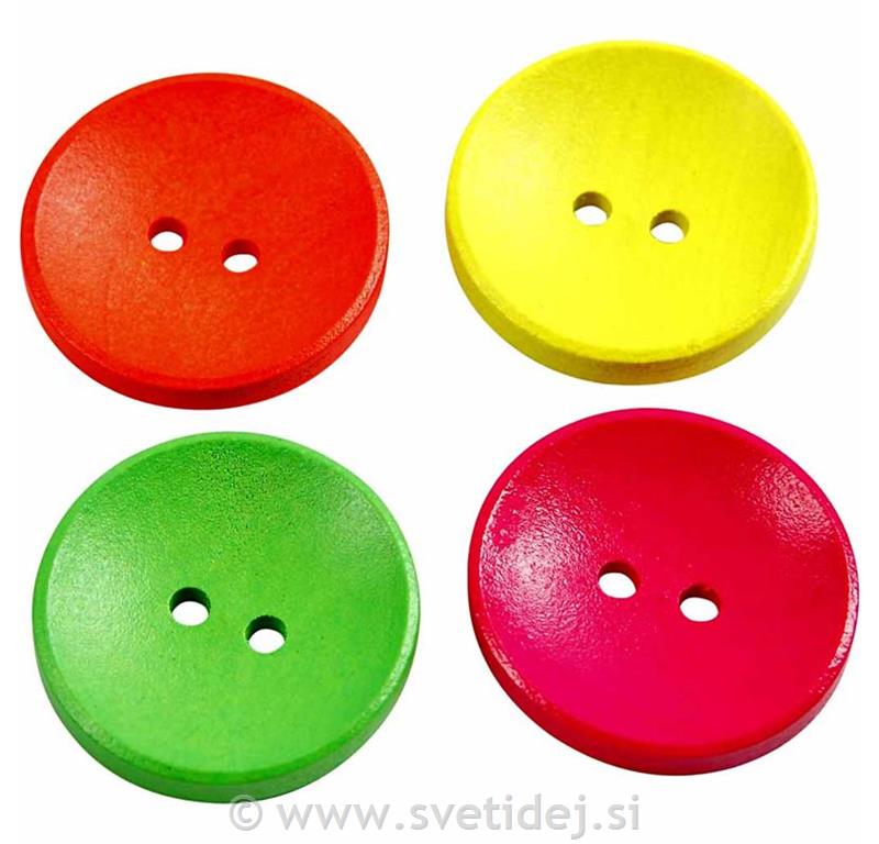 Leseni gumbi 25 mm, fluo, set 80