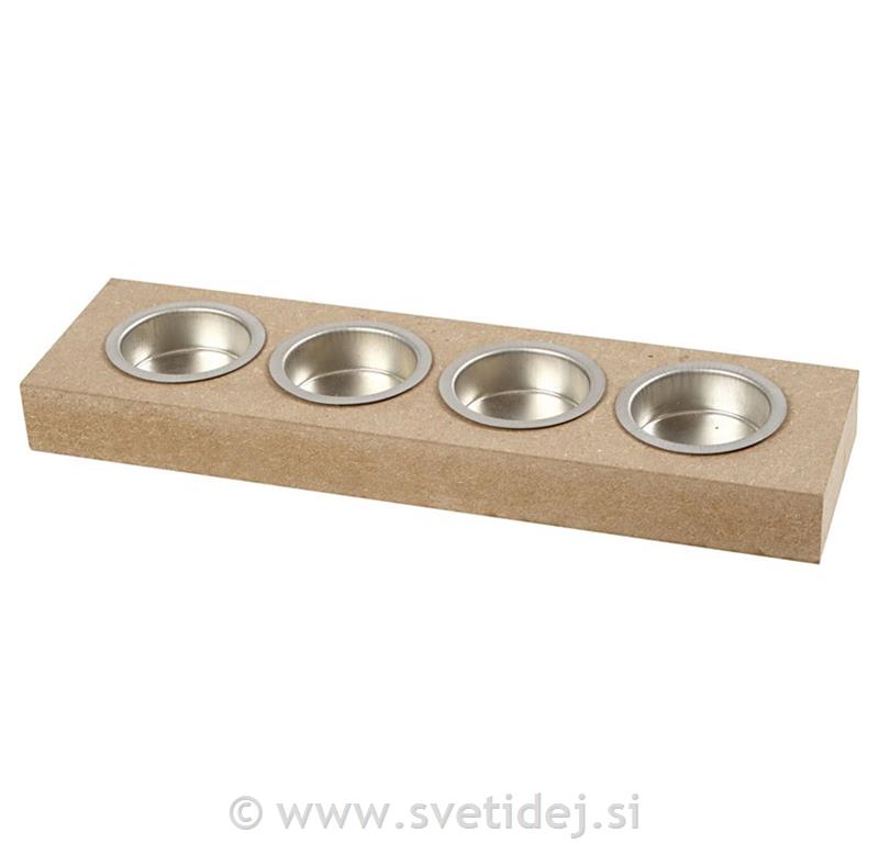 Leseno stojalo za4 čajne svečke, MDF