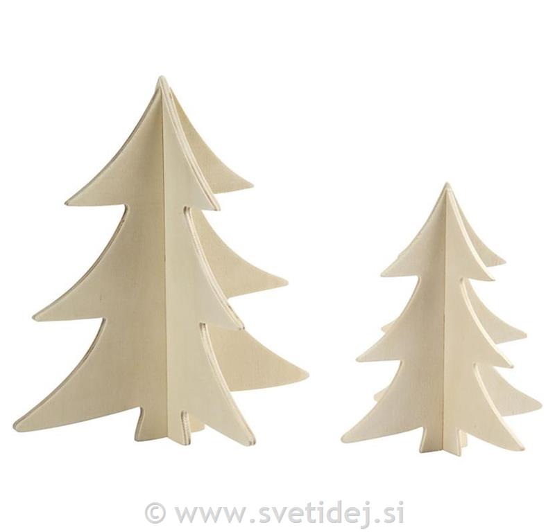 Lesena božična drevesa 13+18 cm, set 2