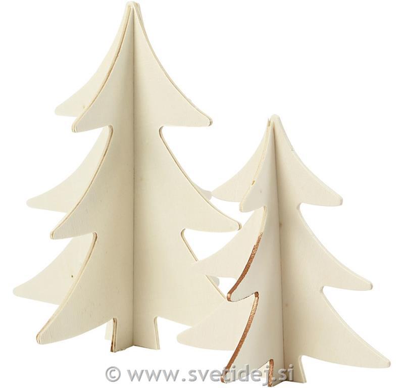 Lesena božična drevesa 13+18 cm, set 2