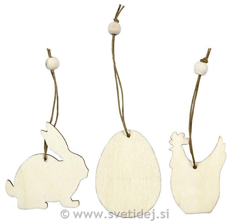 Leseni okraski 6 cm, set 9