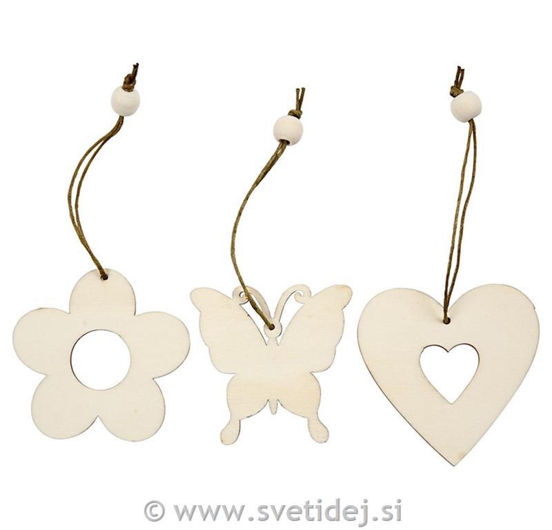 Leseni obeski 6 cm, set 200