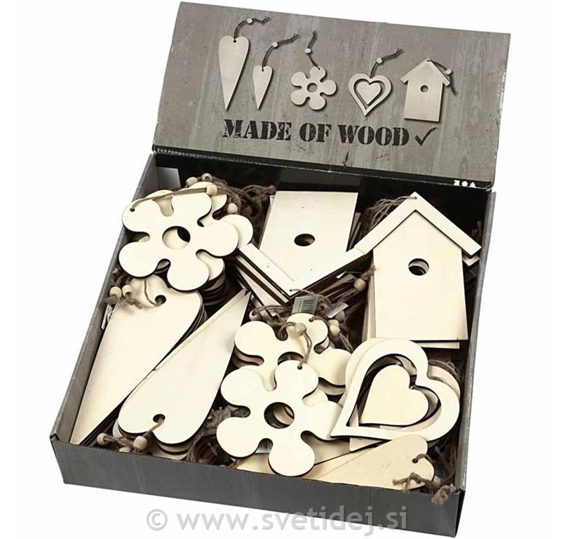 Leseni obeski 6,5-21,5 cm, set 100