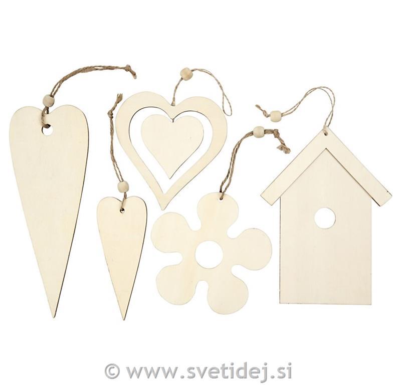 Leseni obeski 6,5-21,5 cm, set 100