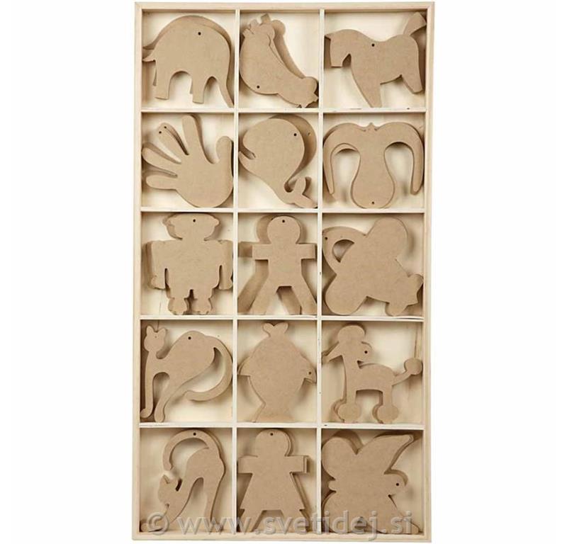 Leseni okraski 12 cm, MDF, set 120
