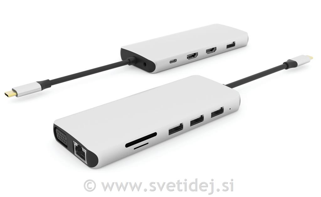 USB-C hub razdelilnik, 12-v-1