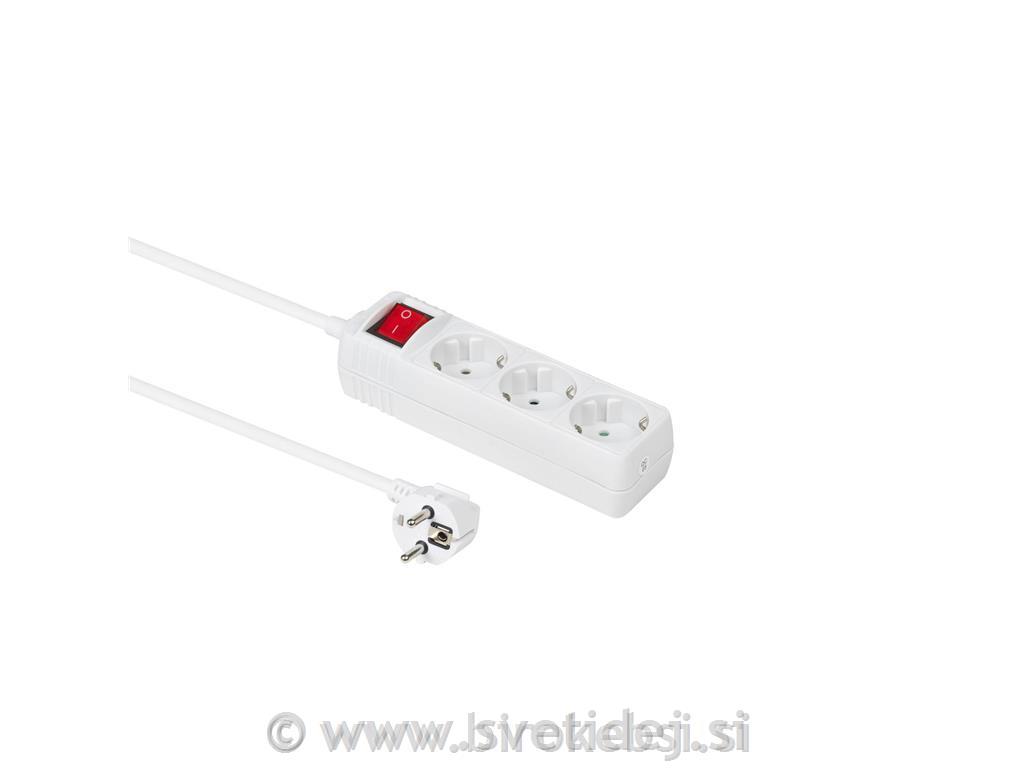 Razdelilnik s stikalom 3 vtičnice, 3m