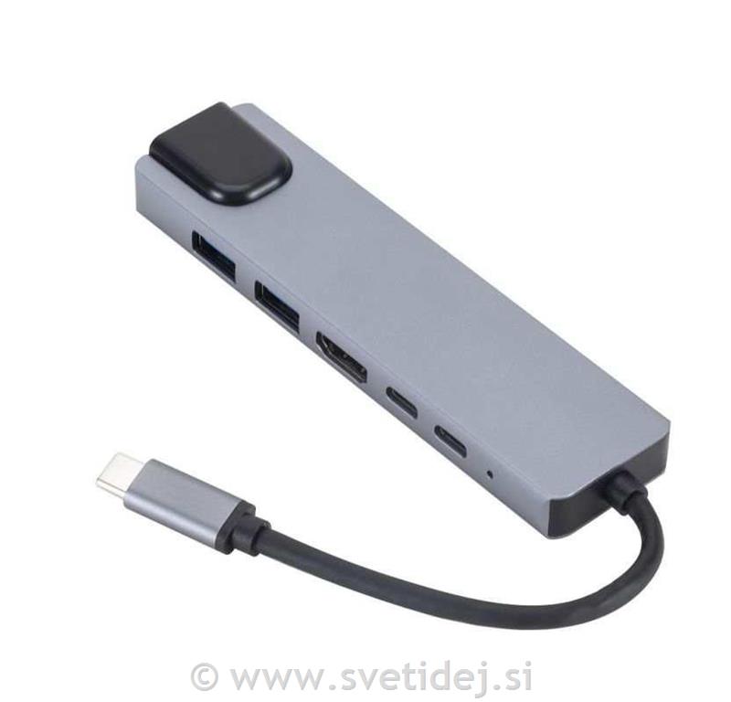 USB-C hub razdelilnik, 6-v-1