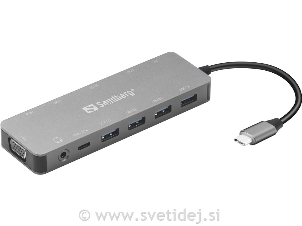 USB-C hub razdelilnik, 13-v-1