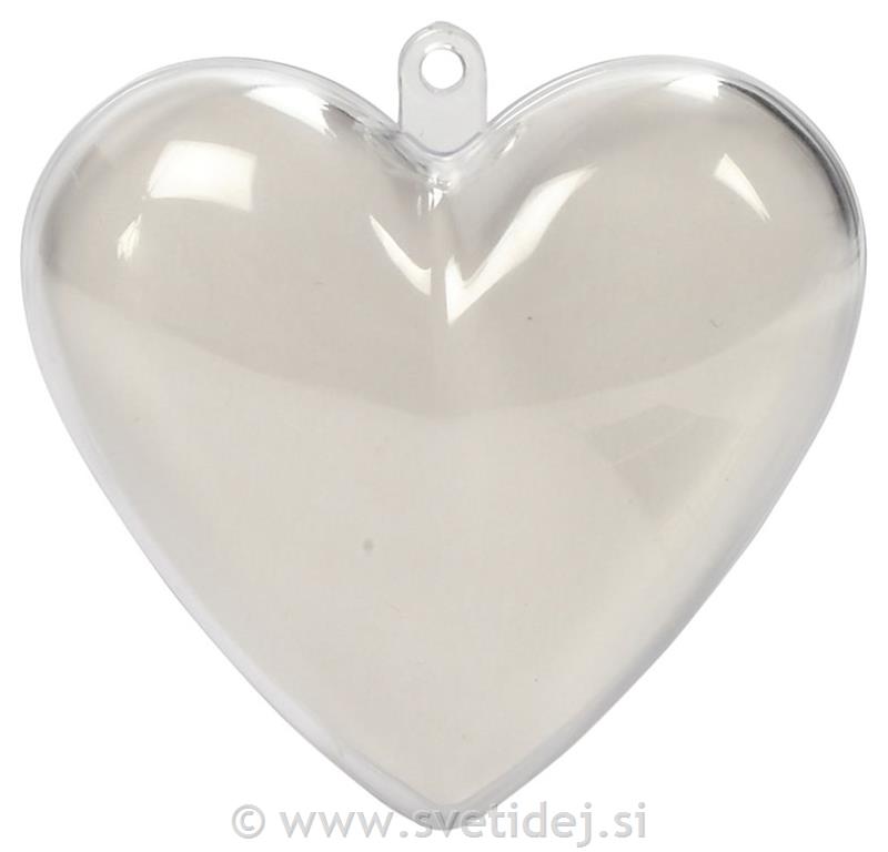 Prozorno dvodelno srce, 6,5 cm, set 10