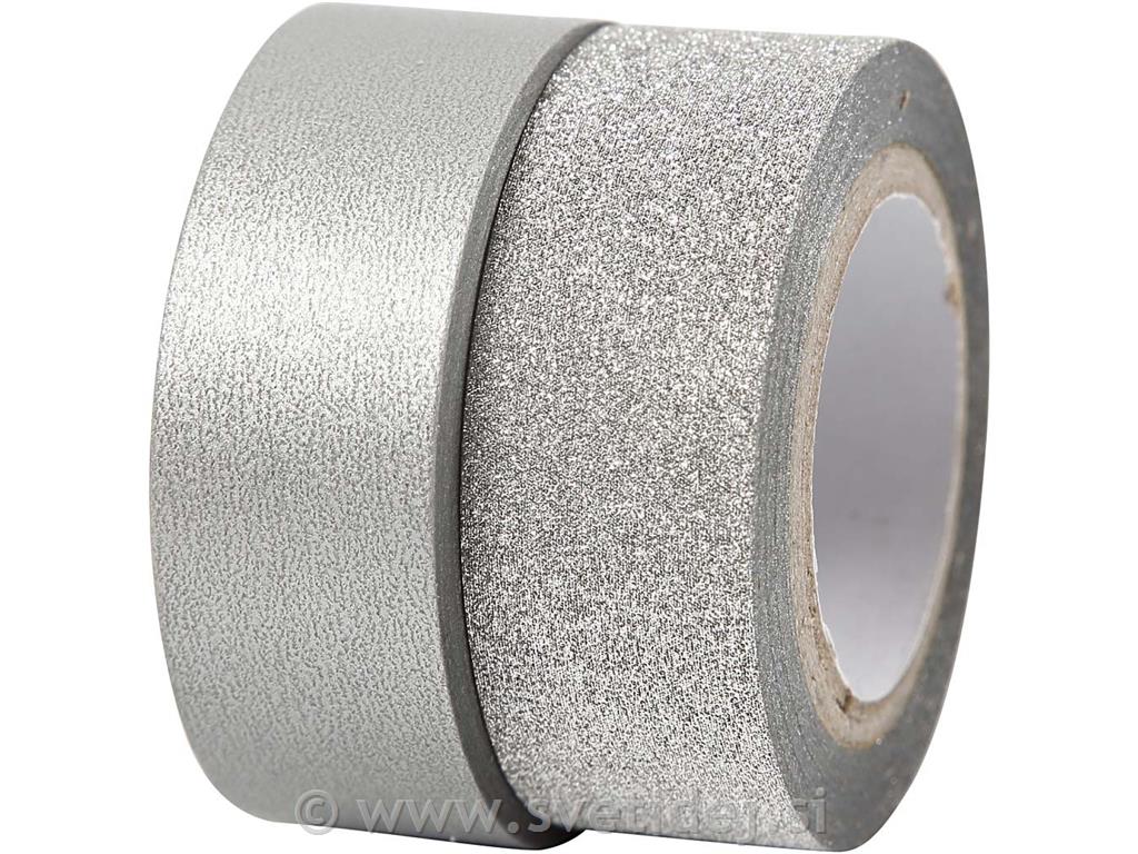 Lepilni trak srebrn 15 mm, set 2