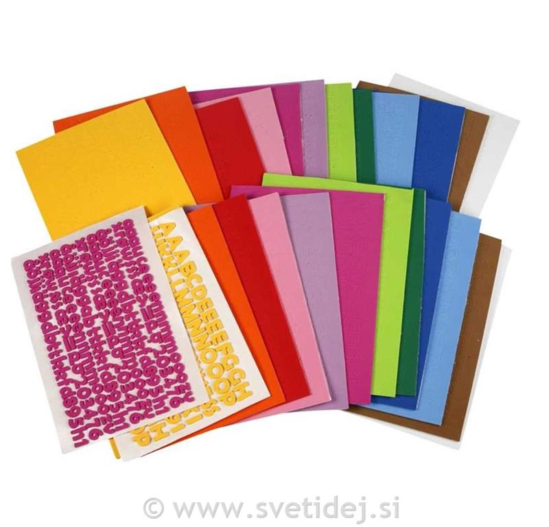 Črke iz penaste gume 20 mm, set 24 pol