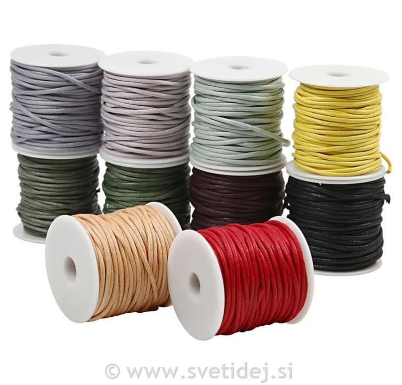 Bombažna vrvica, 2 mm, set 10x25 m