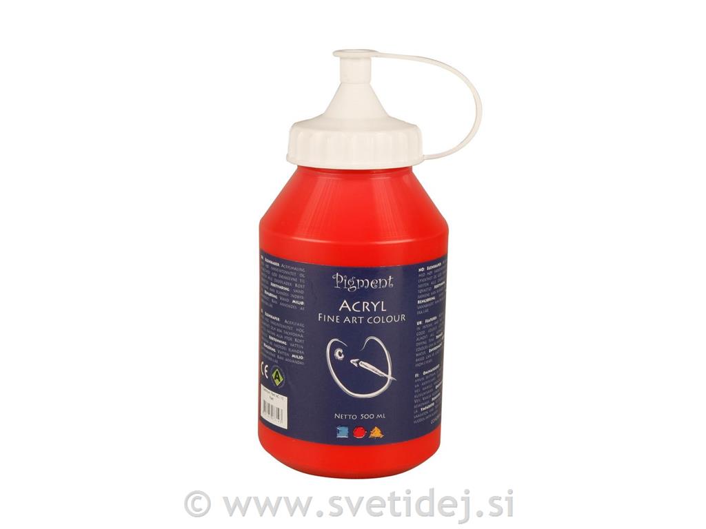 Pigment akril, 500 ml, kadmijevo rdeča