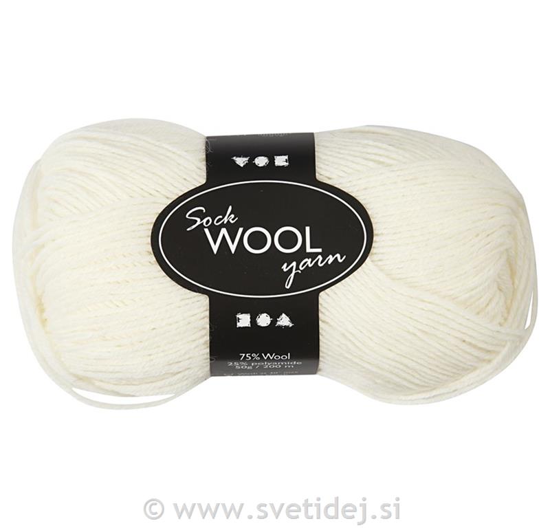Volna za nogavice, bela, 50 g