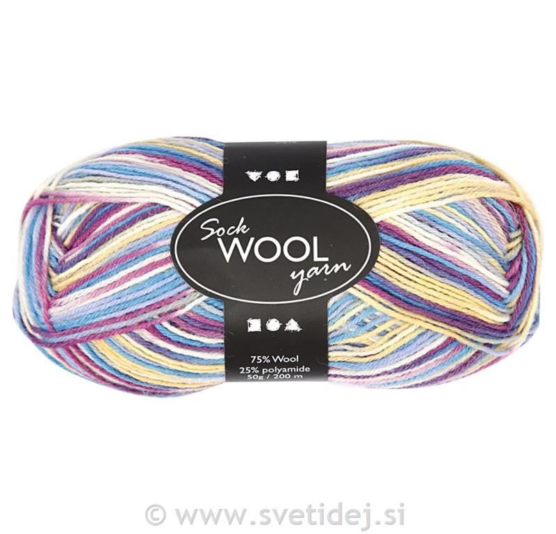 Volna za nogavice, mavrična, 50 g