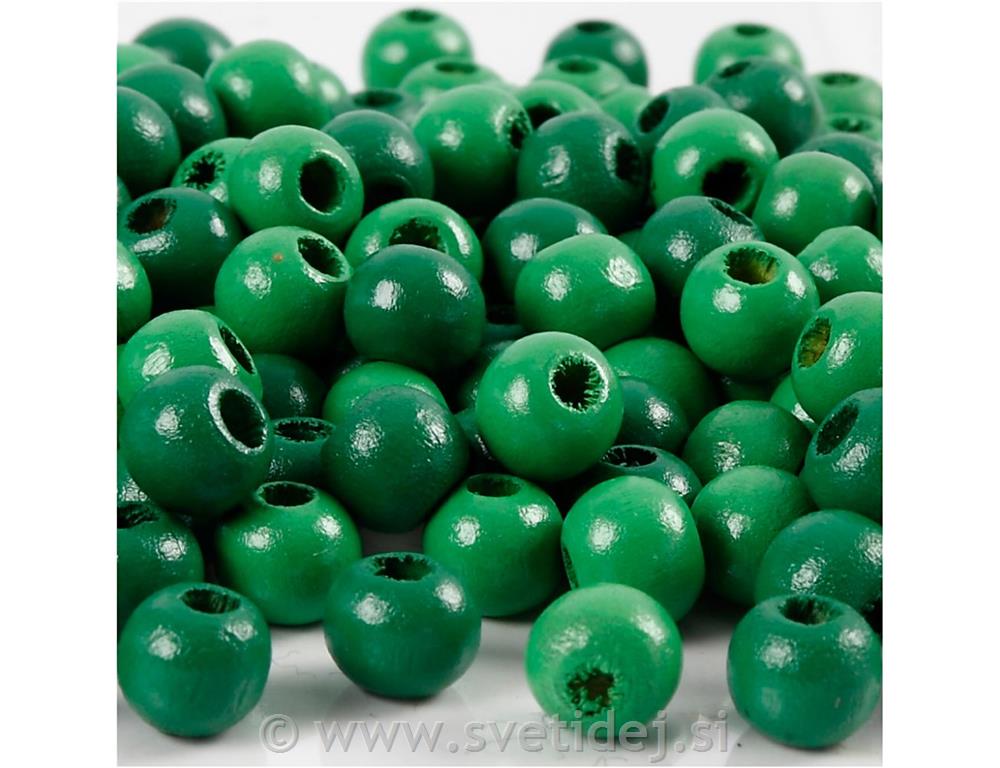 Lesene perle 8mm, zelelne, fi2mm