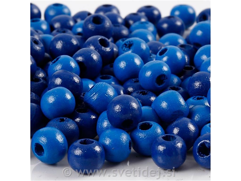 Lesene perle 8mm, modre, fi 2mm