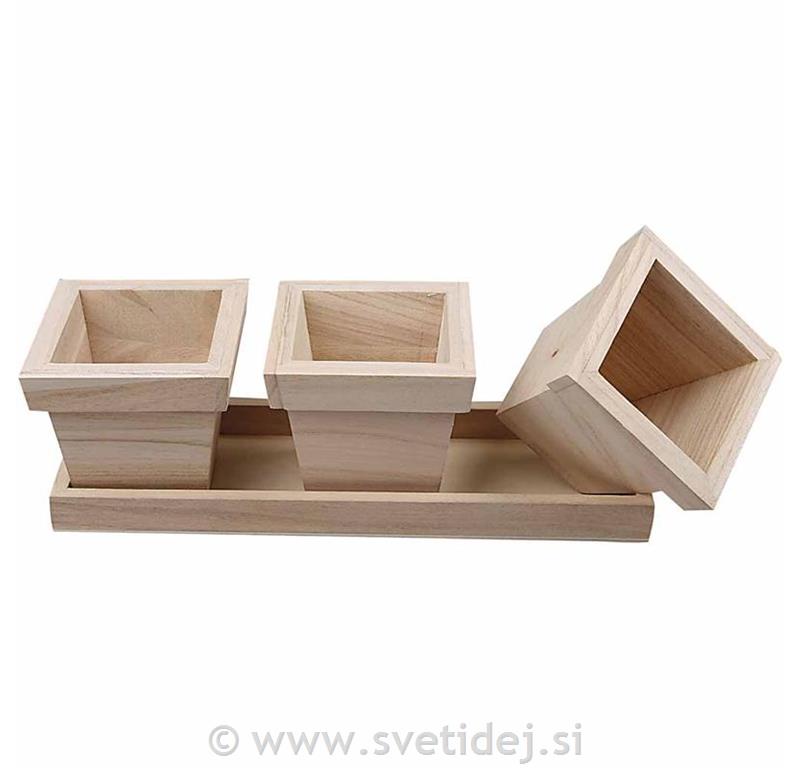 Leseni lončki za cvetje 27x9x9 cm