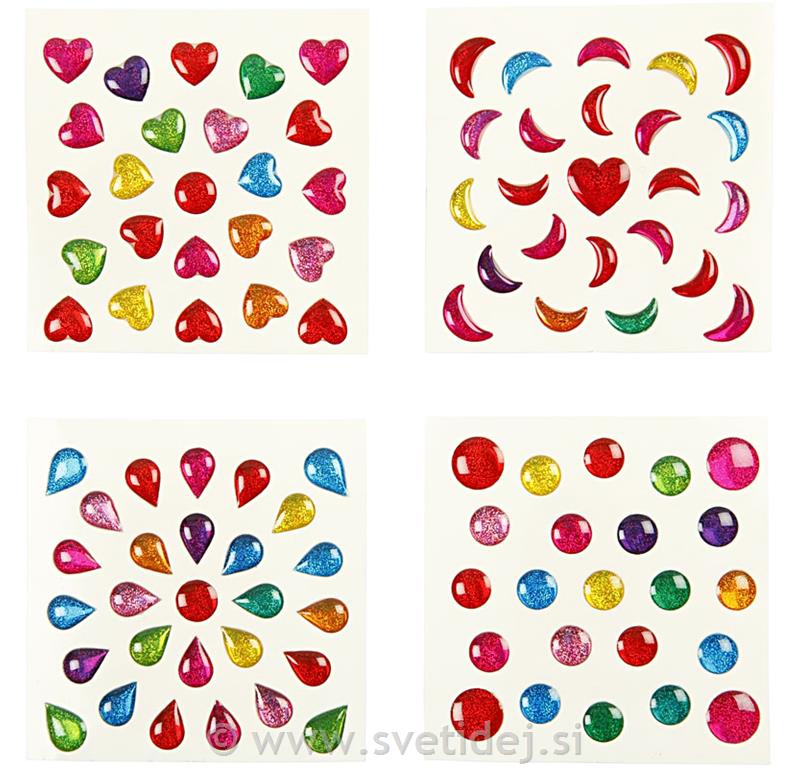 Male nalepke s kristali, set 100
