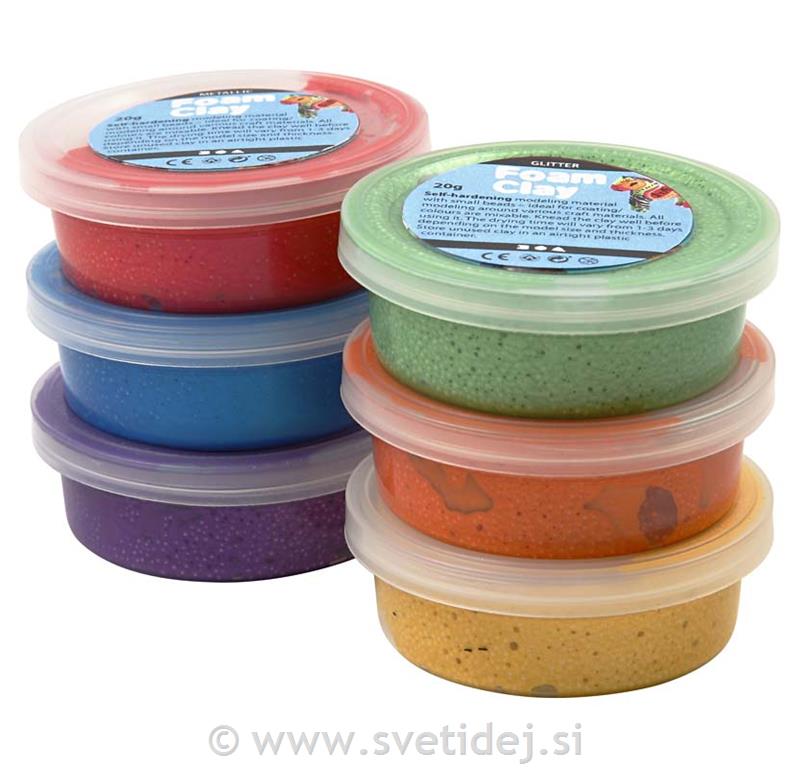 Foam Clay, masa z bleščicami, 6x20 g