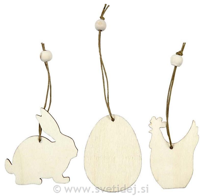 Leseni okraski 6 cm, set 9
