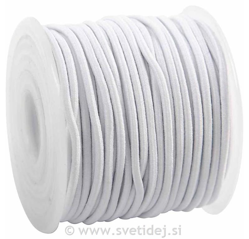 Elastična vrvica 2 mm, bela, 25 m