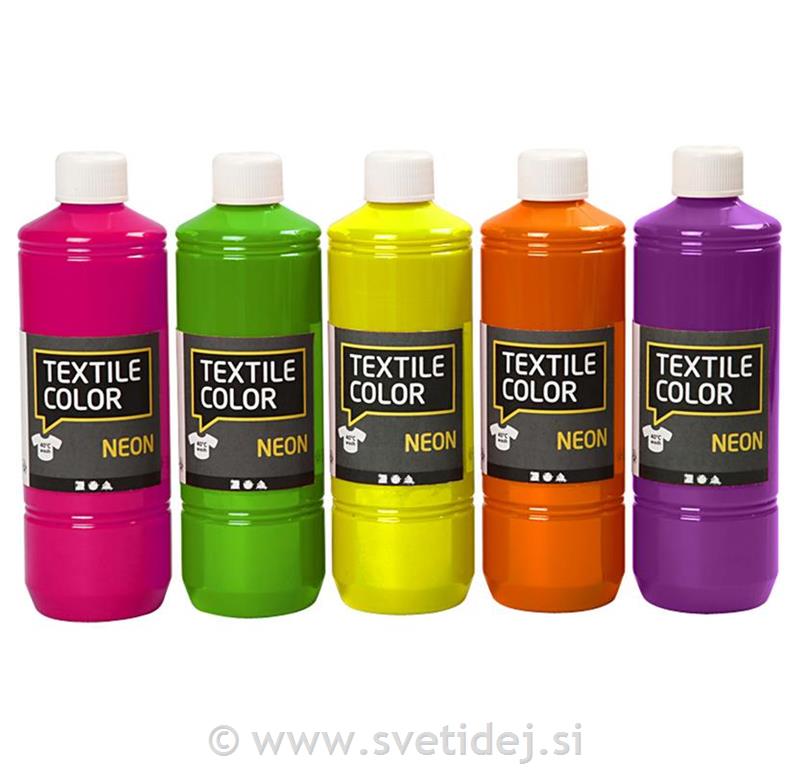 Barve za tekstil, set 5 x 500 ml