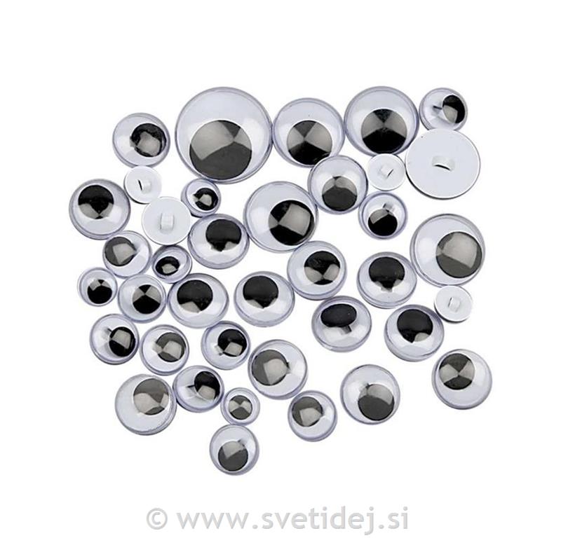 Gibljive oči za šivanje, 8-20 mm, set 24