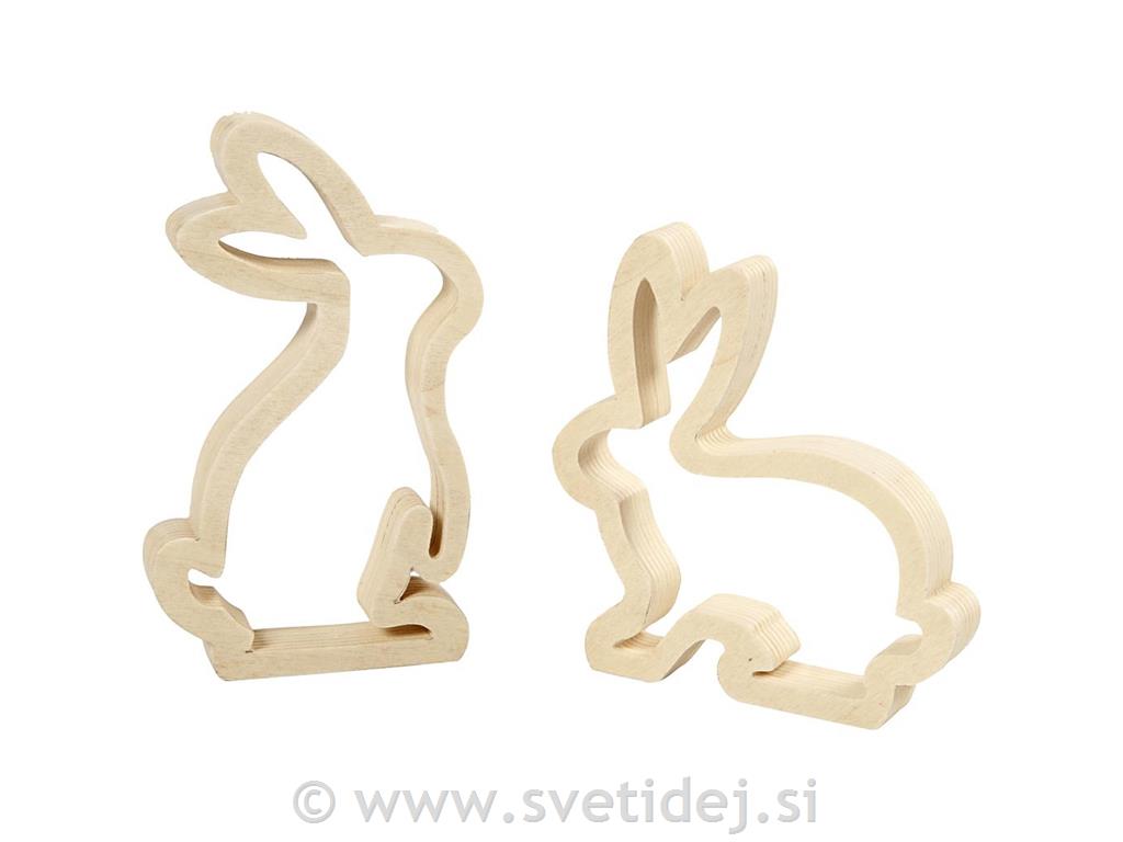 Leseni zajec 14x13 cm, set 2