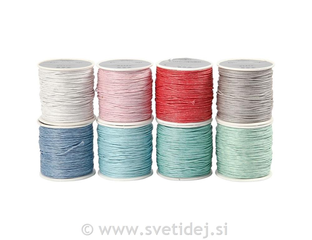 Bombažne vrvice 1 mm, set 8x40 m