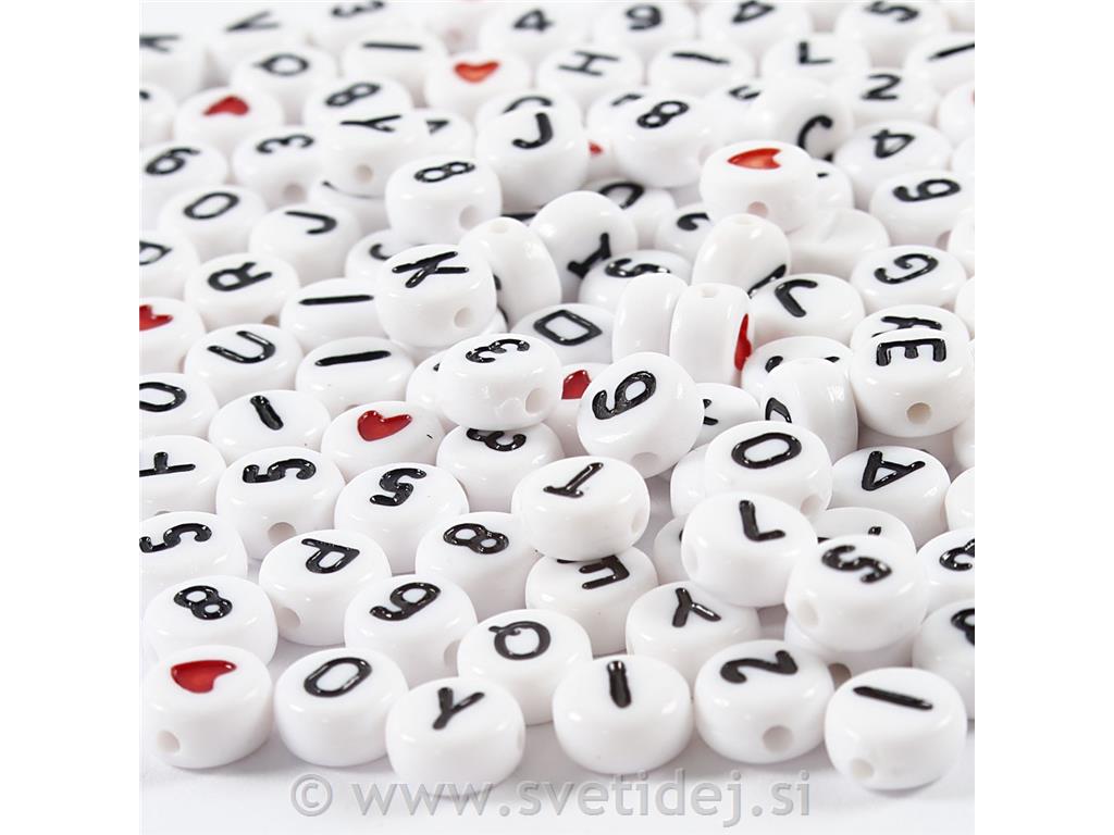 Plastične perle črke 7 mm, set 200