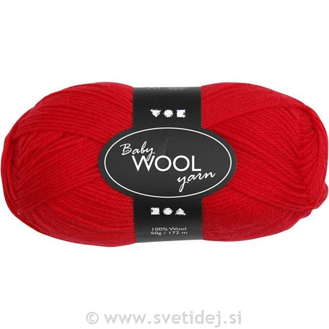 Nežna merino volna, rdeča, 50 g