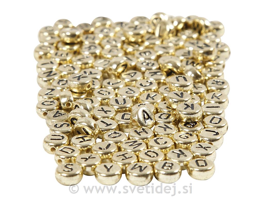 Perle črke 7 mm zlate, 21 g-ca 200 kosov