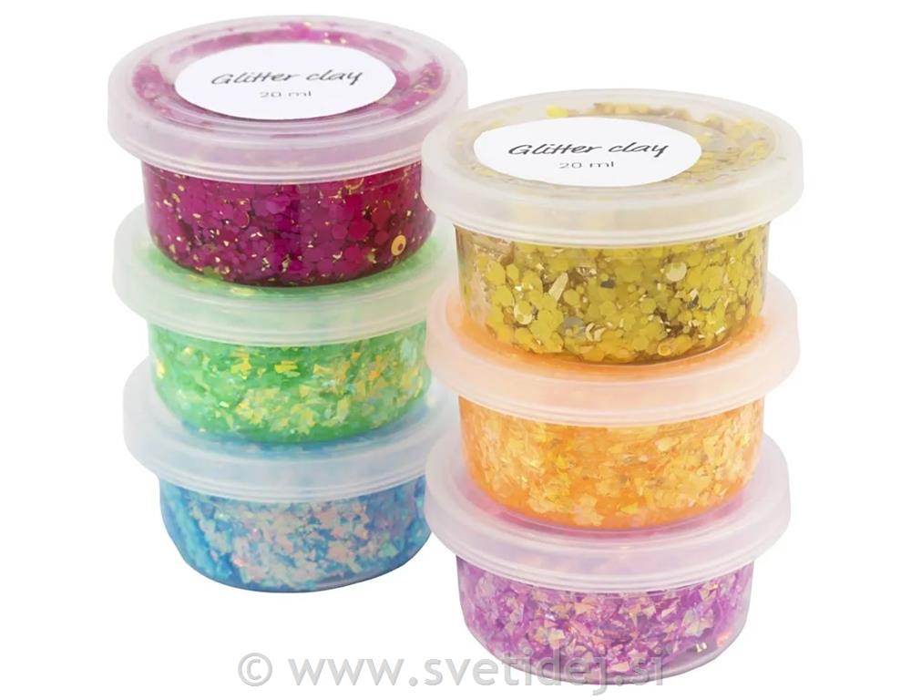 Silk Clay, set 6x20 g glitter