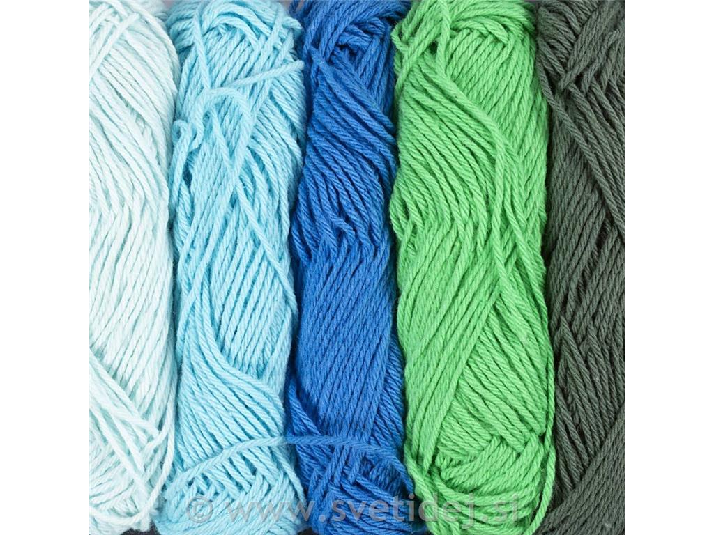 Bombažna preja, modra-zelena