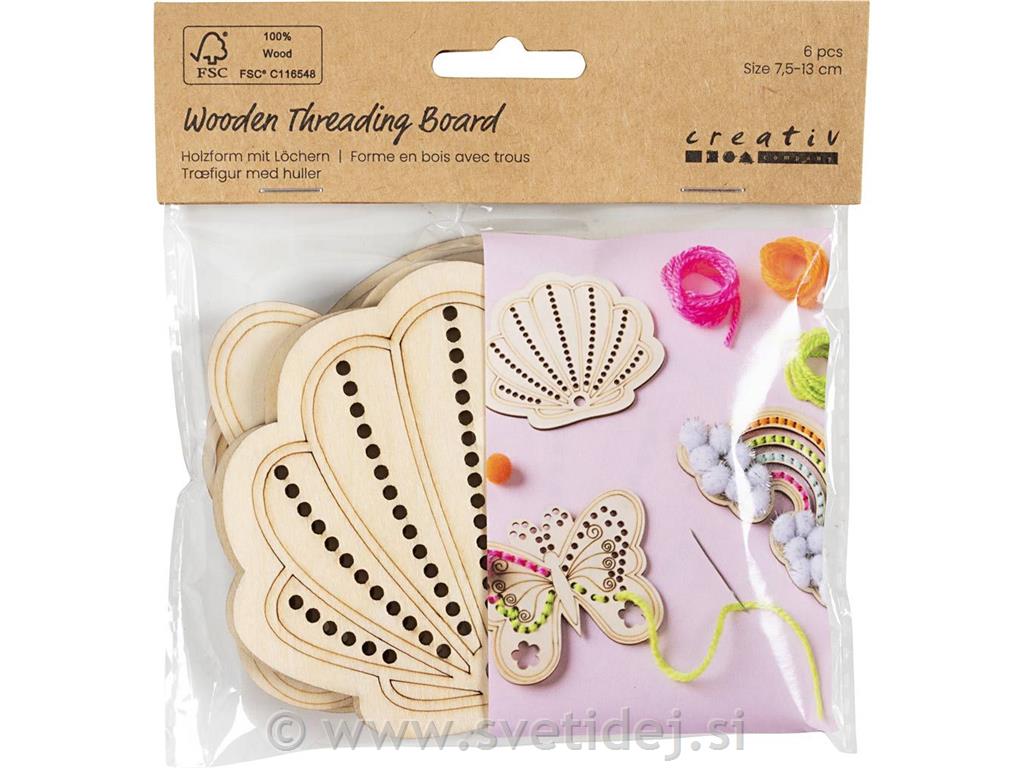 Lesena oblika z luknjami, 6 kos