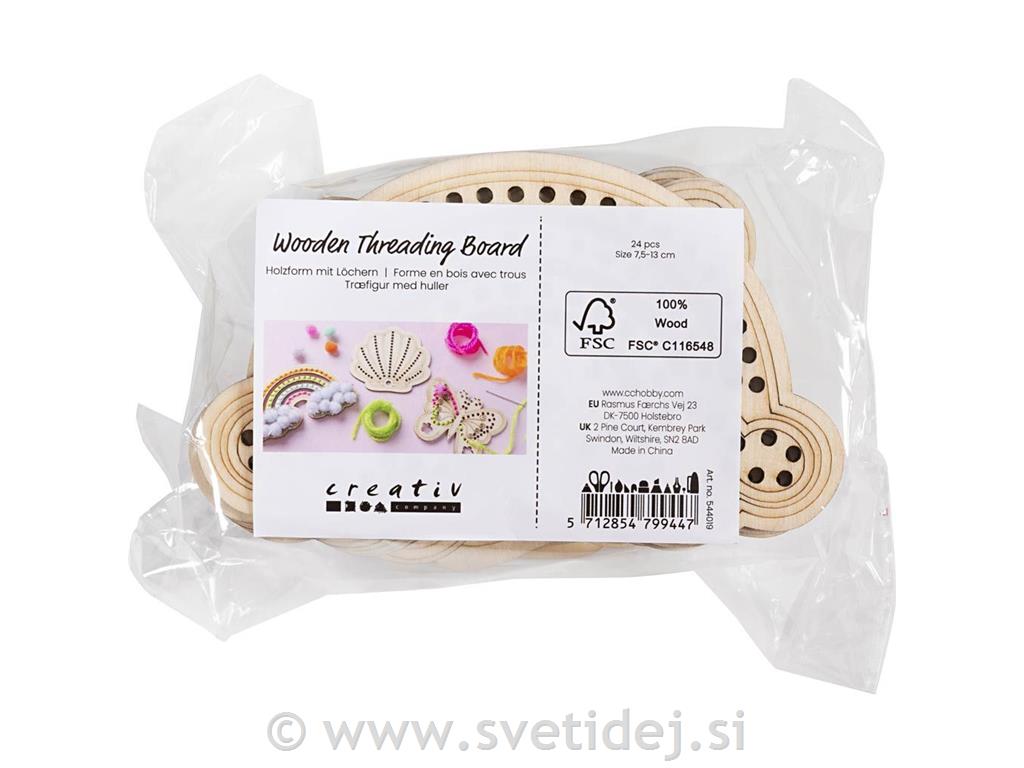 Leseni okraski z luknjicami, 24 kos