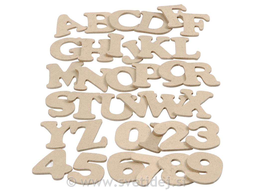 Lesene črke in številke, 4 cm, set 36x10