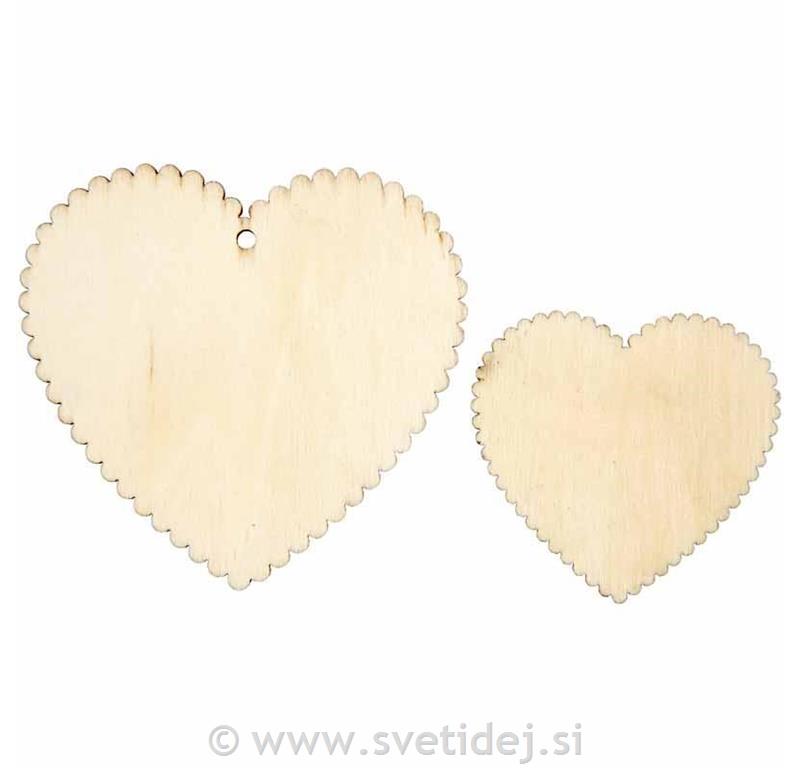 Lesena srca 7,5x7,5 cm, set 12