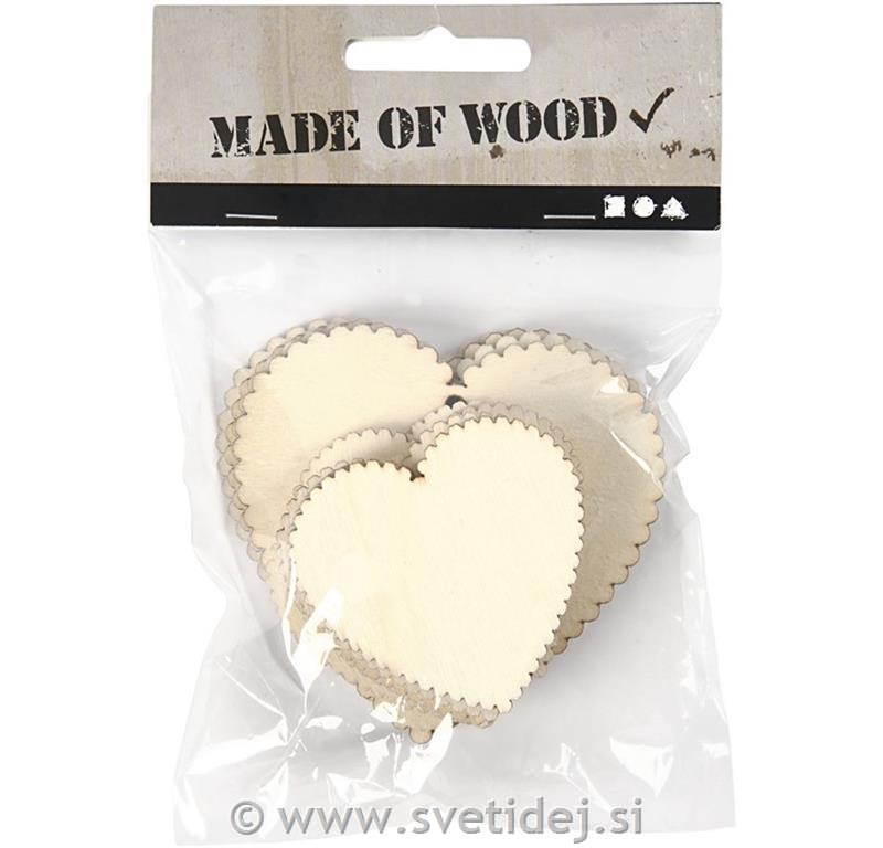 Lesena srca 7,5x7,5 cm, set 12