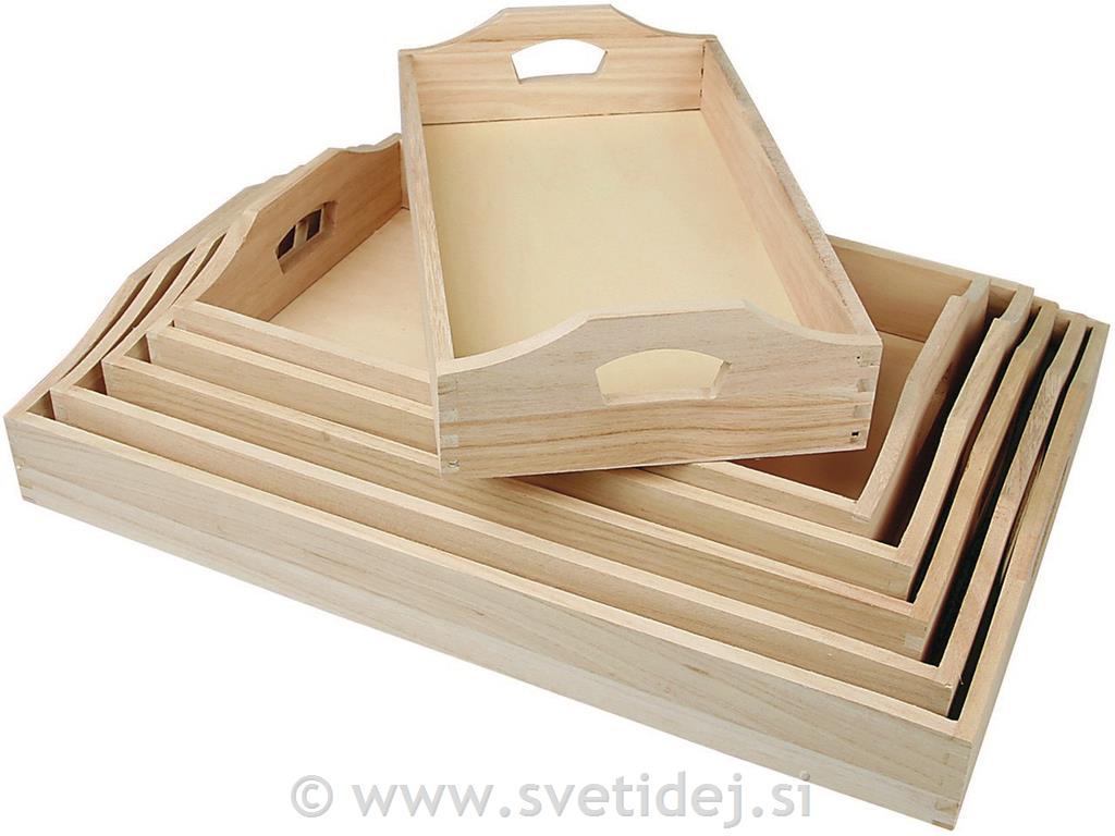 Leseni pladnji, 44x30x5 cm, set 6