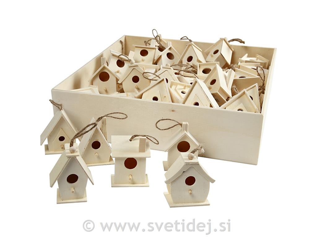 Lesene ptičje hišice 7 cm, set 60