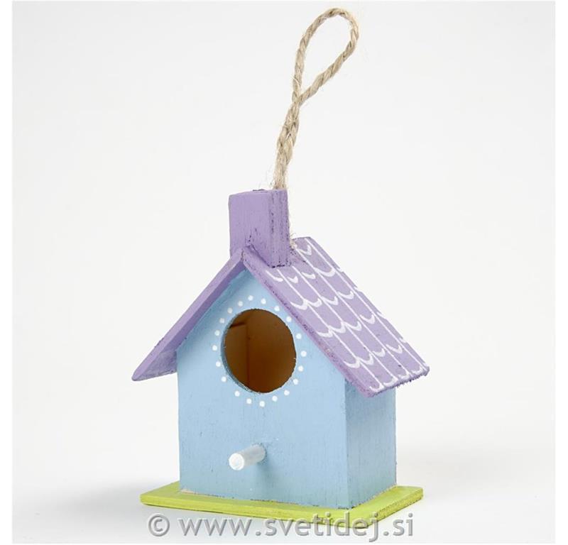 Ptičje hišice lesene, 7 cm, set 6