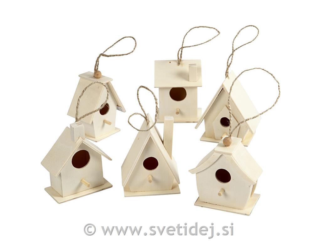 Lesene ptičje hišice 7 cm, set 60