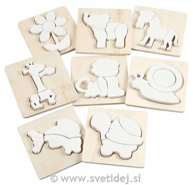 Lesene sestavljanke 15x15 cm, set 8