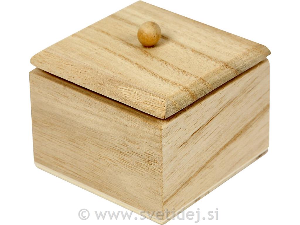 Lesena škatla s pokrovom,6x6x5 cm set 4